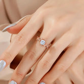 6 Prong Hexagonal Moissanite Vine Flower Ring